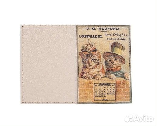 Обложка на паспорт Eshemoda Ретро коты кожа Россия