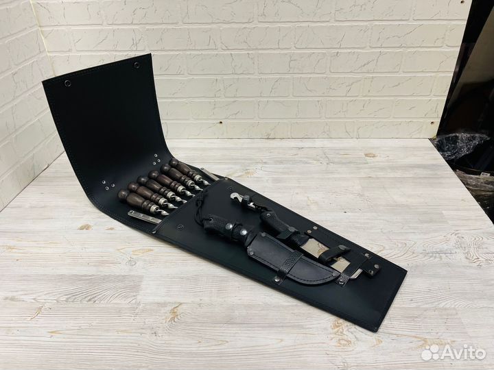 Набор шампуров Кизляр в кожаном чехле 12 предметов