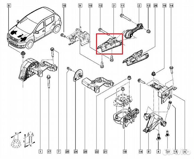 Кронштейн опоры двигателя Renault Logan 2 L8