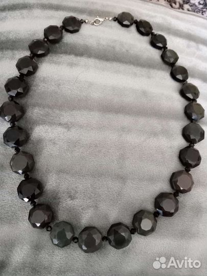 Серьги чёрный агат