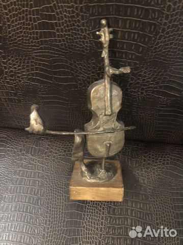 Бронзовая статуэтка Виолончелист Европа 19 век