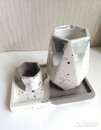 Набор из гипса в технике терраццо. 3 предмета