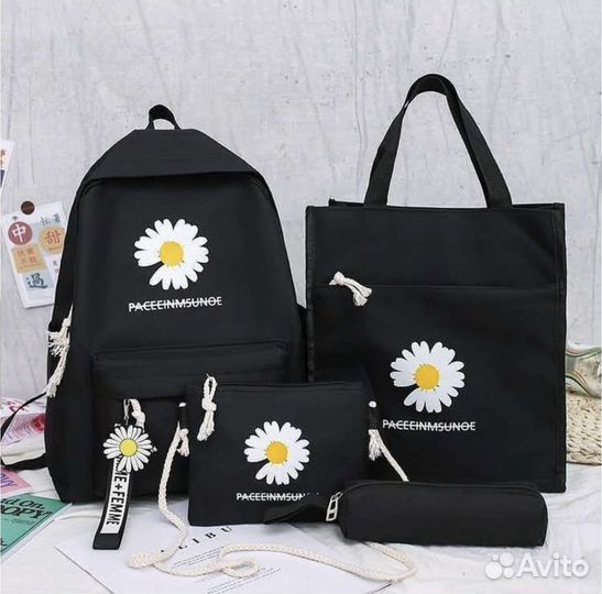 Рюкзак школьный для девочки новый 4в1 черный