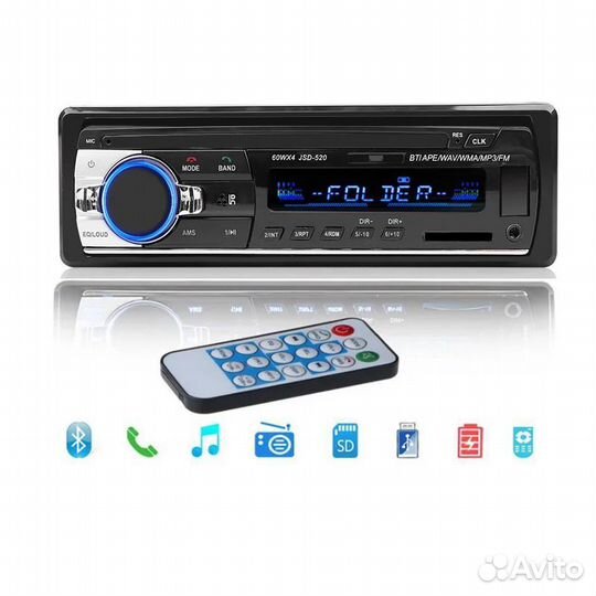 Автомагнитола Bluetooth mp3 USB 1din новая