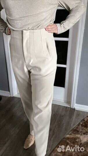 Брюки в стиле zara серо-бежевый S