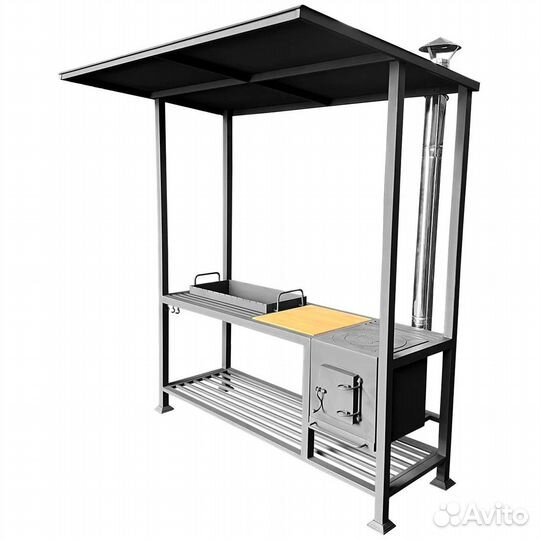 Мангал с крышей в стиле лофт