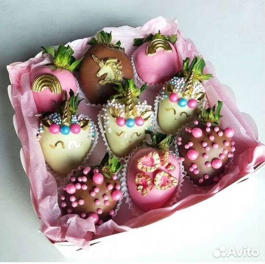 Клубника в шоколаде, бокс Единороги