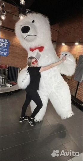 Белый мишка поздравление, медведь аниматор