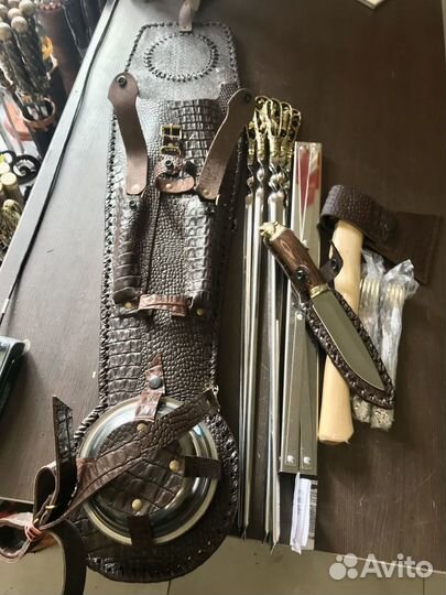 Набор шампуров в кож чехле Кизляр от