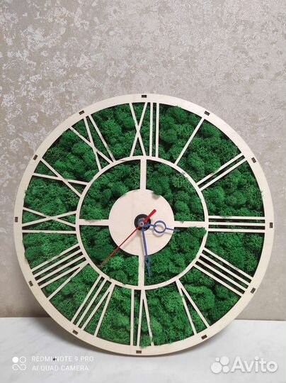 Часы настенные со мхом, оригинальные подарки