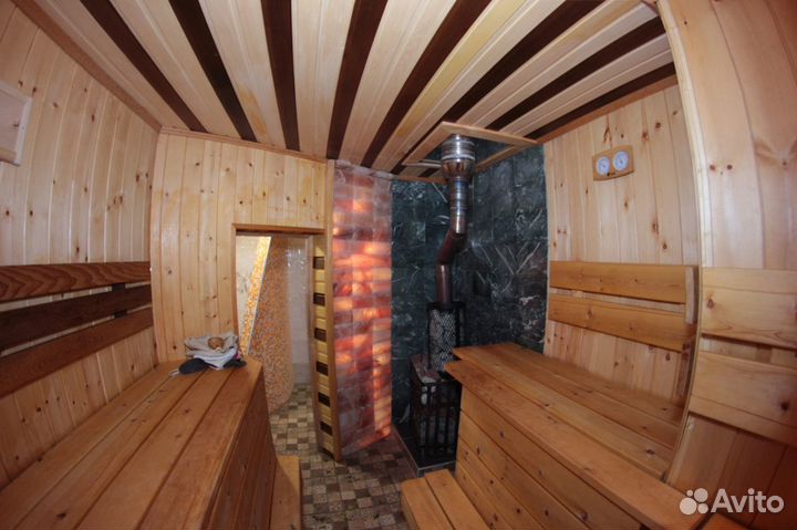 Баня на дровах с тёплым бассейном