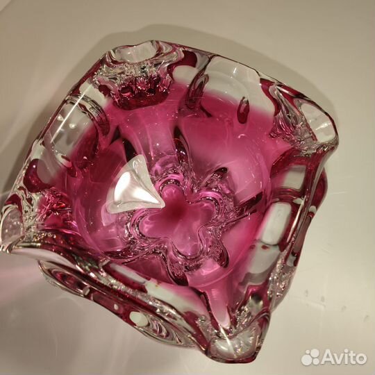 Ваза гутное стекло роза бутон винтаж СССР