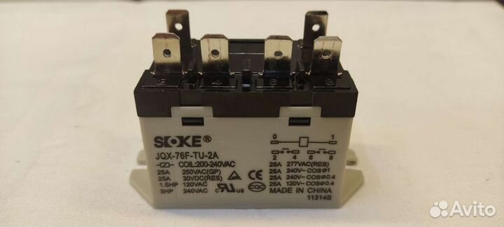 Реле SoKe 200-240 vac 25A/277V JQX-76F-TU-2A