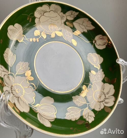 Старинная посуда фарфор Дулево блюдце Шиповник