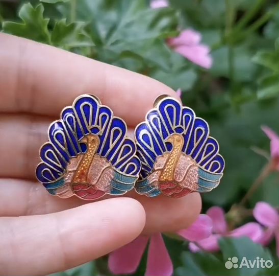 Клипсы клуазоне Англия Fish