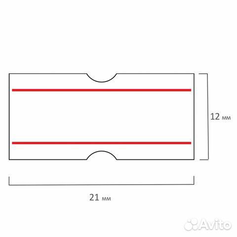 Этикет-лента 21х12 мм, прямоугольная, белая с крас