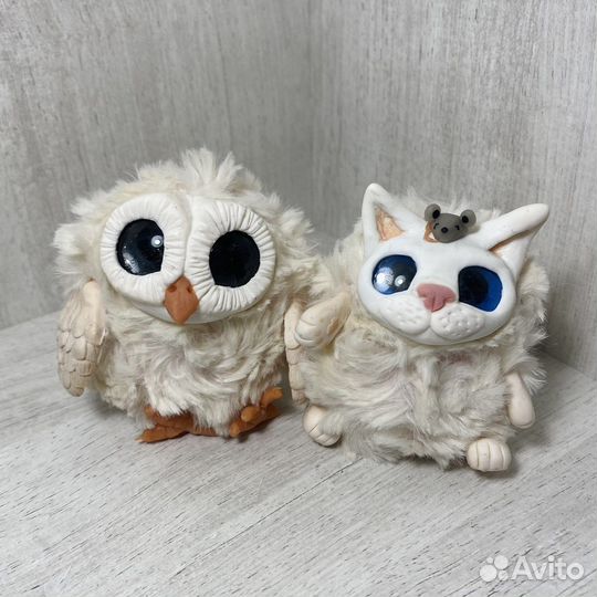 Игрушка ручной работы Малышарики кот и совушка