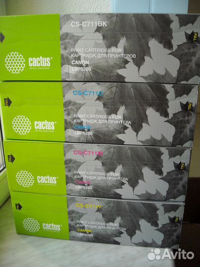 Картридж Cactus 711 Canon C711 BK/C/M/Y все цвета
