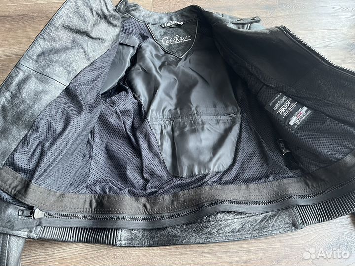 Женская Кожаная мото куртка Cafe racer