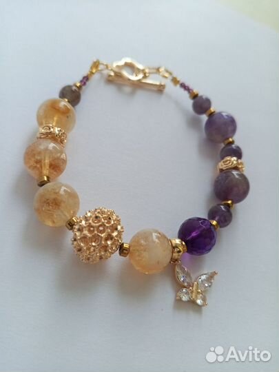 Браслет с аметистом, цитрином