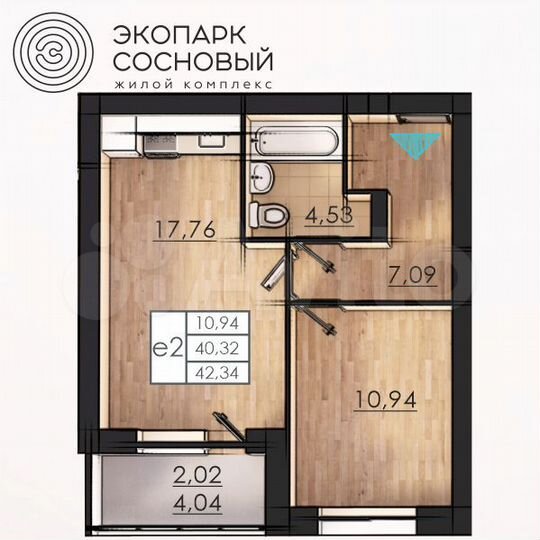 1-к. квартира, 40,3 м², 2/4 эт.