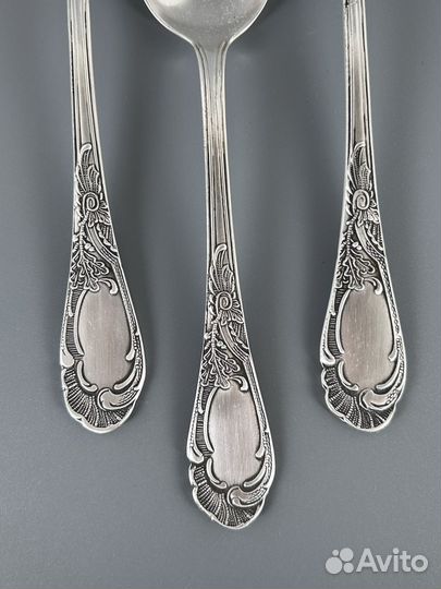 3 шт Мельхиоровые столовые ложки мнц Серебрение