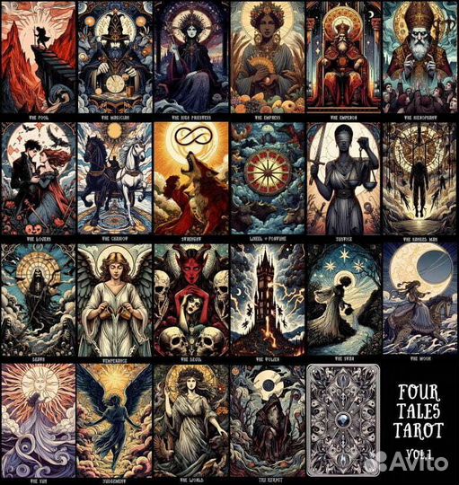 Таро Четырех Сказок / Four Tales Tarot чёрный срез