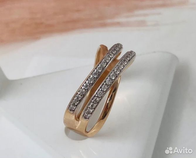 Серебряное позолоченное кольцо 925 пробы16,5