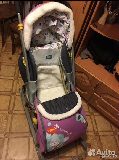 Коляска-санки nika 2 в 1, с колесиками