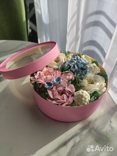 Зефирные цветы в коробке