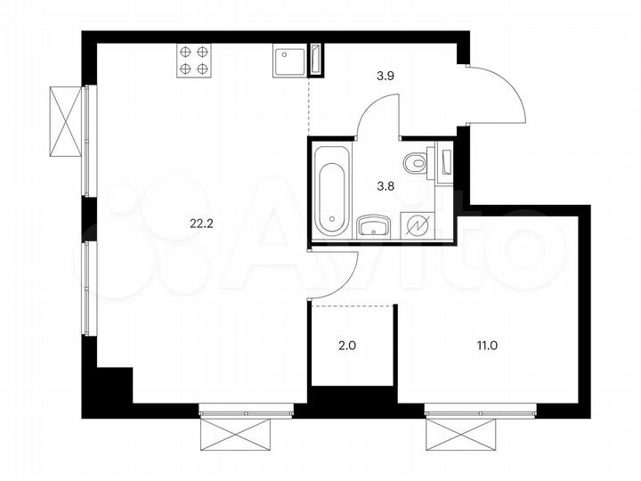 1-к. квартира, 42,9 м², 20/33 эт.