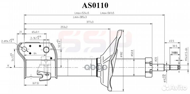 Амортизатор AS0110 SSP