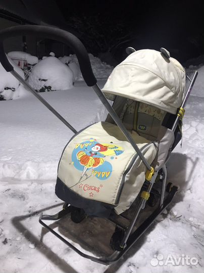 Сани коляска детские с колёсиками