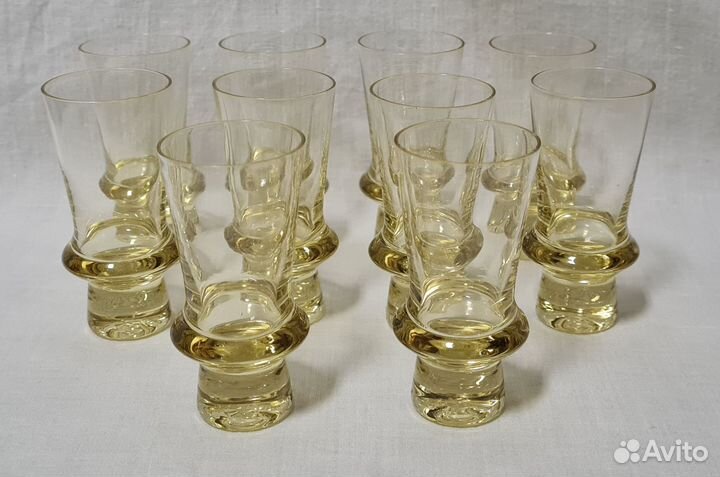 Стопки Рюмки Цветное стекло Жёлтые СССР 10 штук