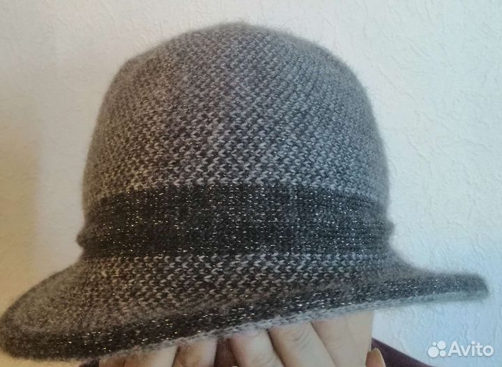 Шляпа женская связанная, серая