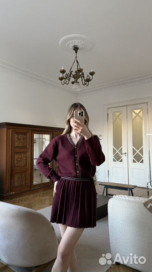 Костюм (юбка+кардиган) one size