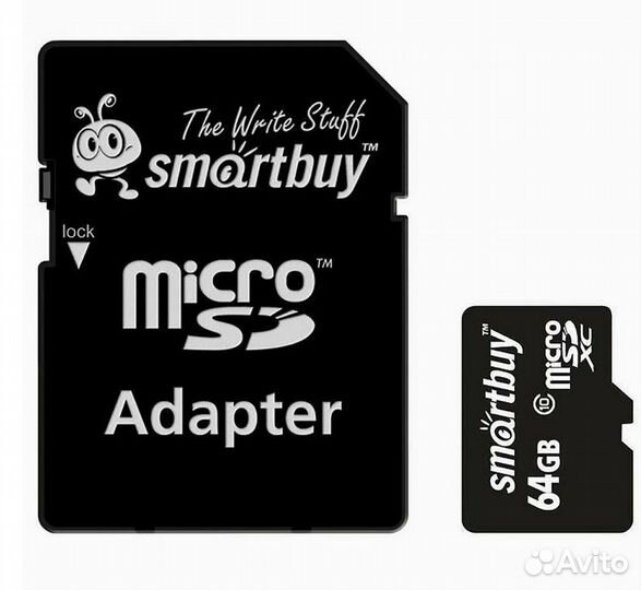 Карта памяти MicroSD 64 гб + SD адаптер