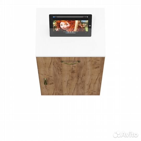 Тумба Мебельный двор Лидер-8 3.15 белый шагрень/крафт золото, 40х30х75 см