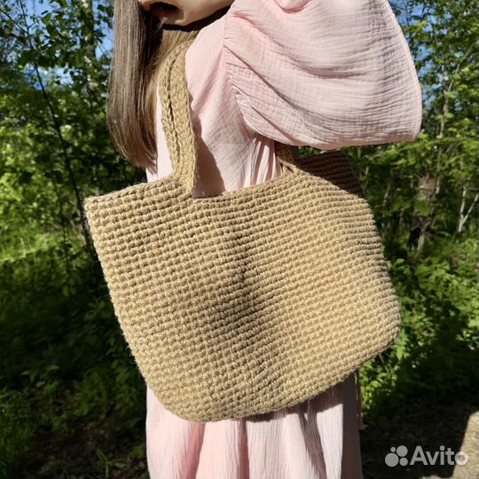 Cумка летняя шоппер из джута