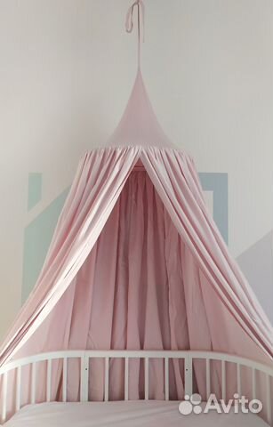 Пудровый балдахин новый на кроватку