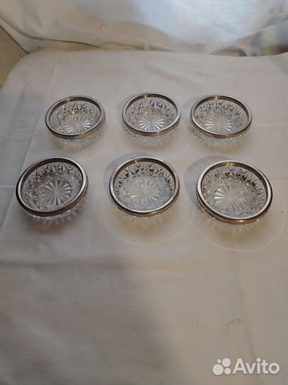Хрусталь с ободками разметки икорница СССР