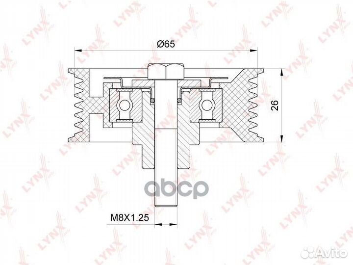 Ролик обводной приводного ремня pb7158 lynxauto