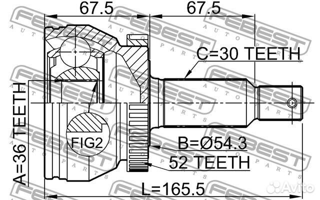 Шрус наружный 36x54.3x30
