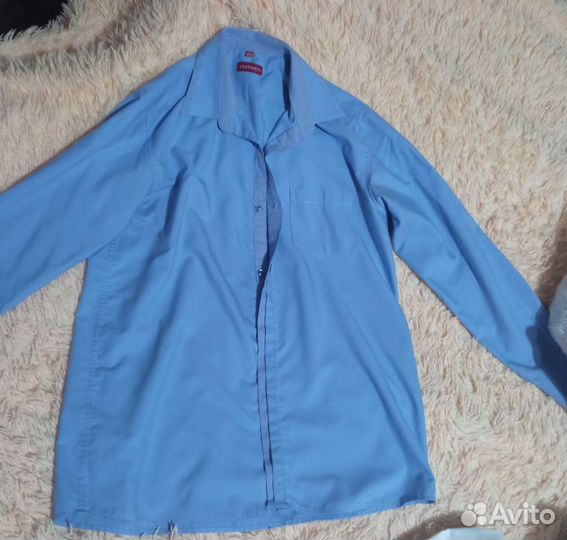 Рубашка белая, голубая