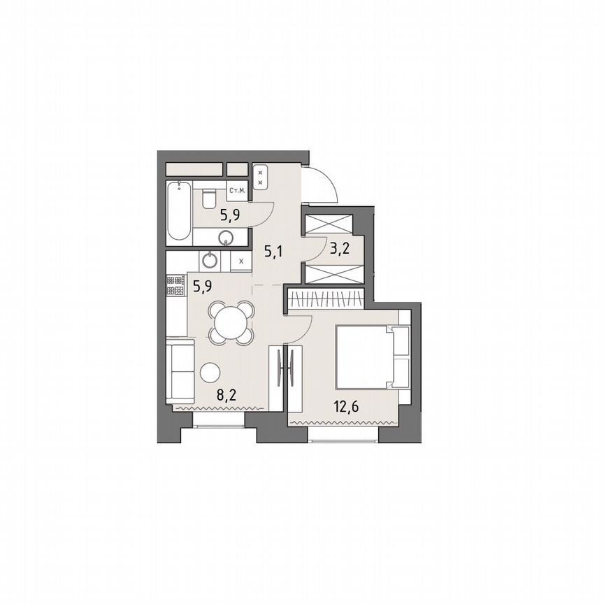 1-к. квартира, 40,8 м², 16/35 эт.