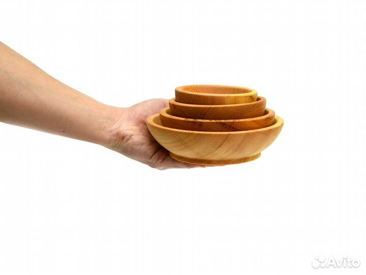 Набор посуды из дерева (скругленный). Набор деревя