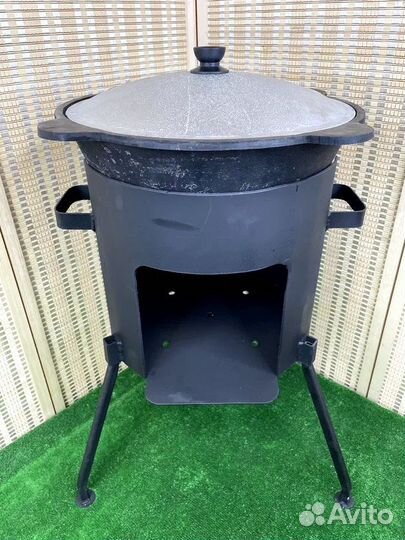 Казан чугунный с печкой