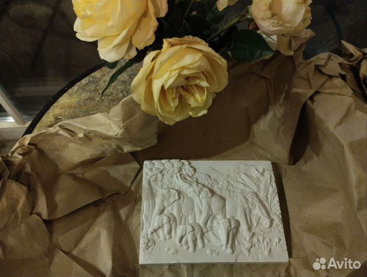 Гипсовое панно Слоны