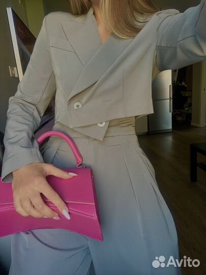 Сумка кожаная розовая smb без ремня