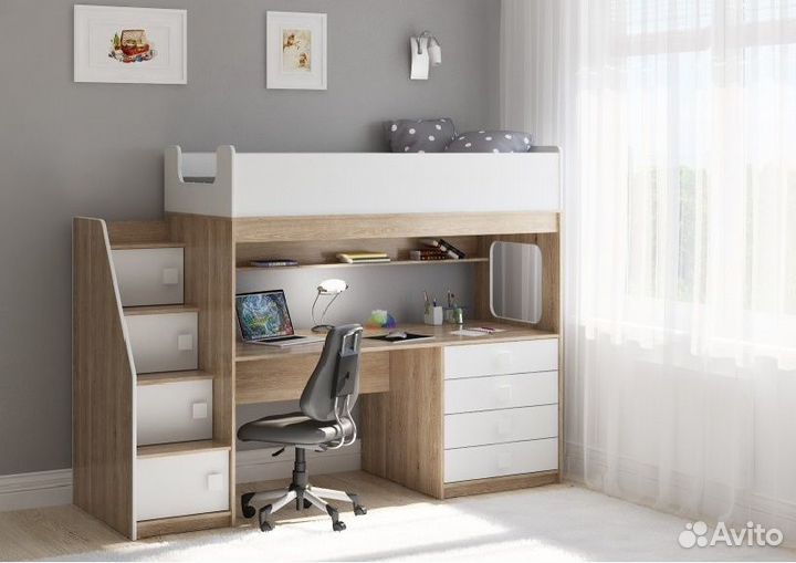 Кровать чердак LD-C605.3 + лесенка комод